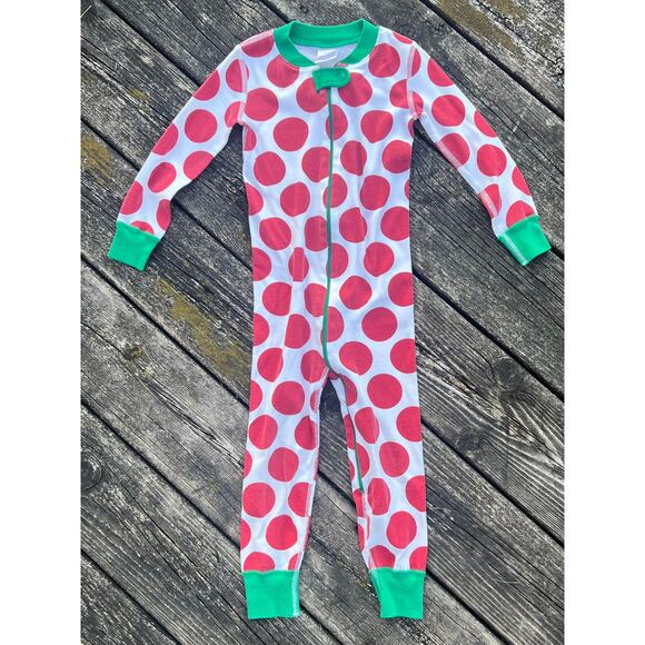 Hanna Andersson Night Night Sleeper Organic Cotton Red Polka Dot 3T 90cm‎ EUC - Picture 1 of 4